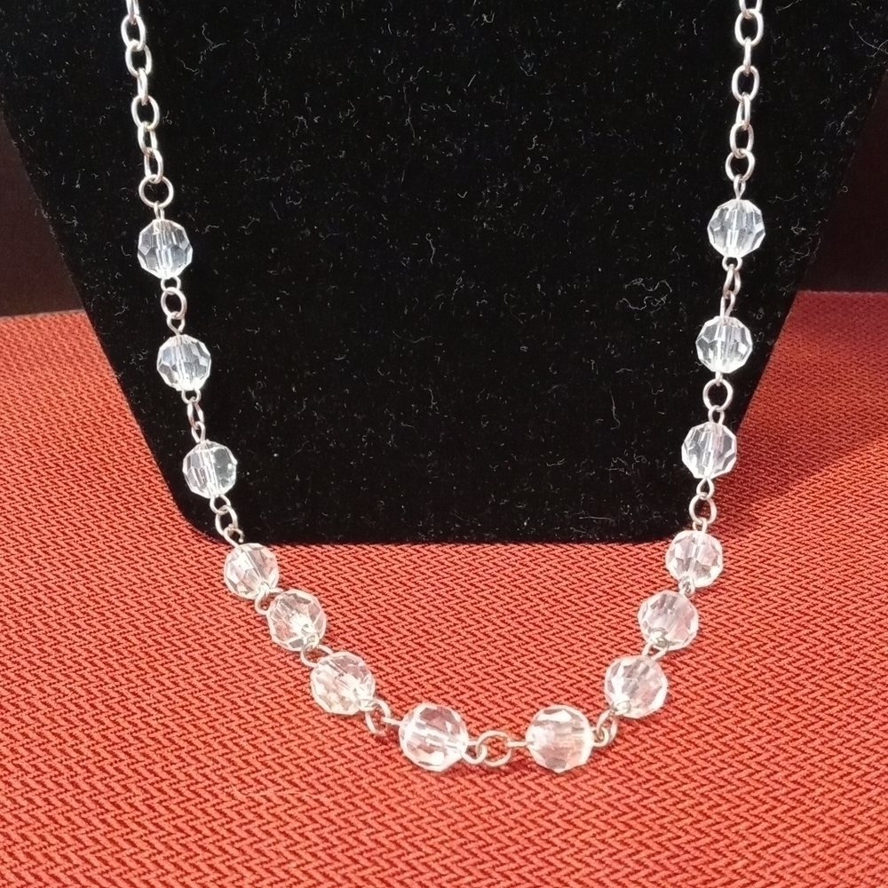 24 in beaded necklace clear plastic material